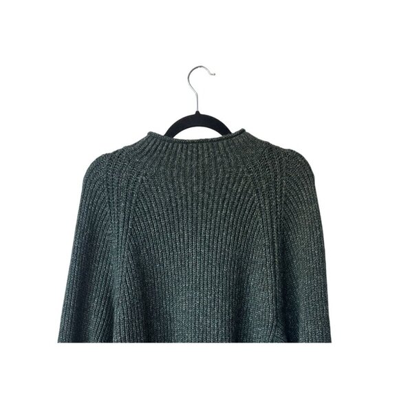 Chico's Holiday Sweater Size L Green Marled Mock-Neck Pullover Oversized Cotton - Picture 7 of 11